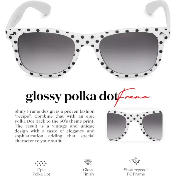 Retro Rewind Polka Dot Vintage Fashion Sunglasses for Women UV400White