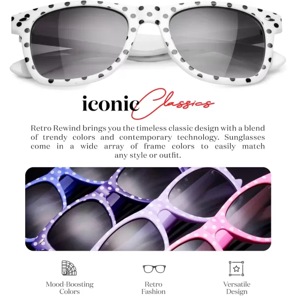 Retro Rewind Polka Dot Vintage Fashion Sunglasses for Women UV400White