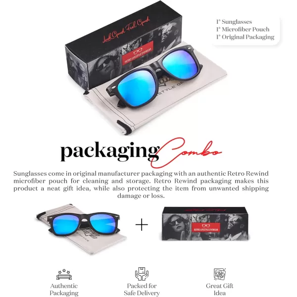 Retro Rewind Translucent Frame Colorful Neon 80s Mirrored Sunglasses for Men WomenTranslucent Black  Revo Ice Blue Mirror