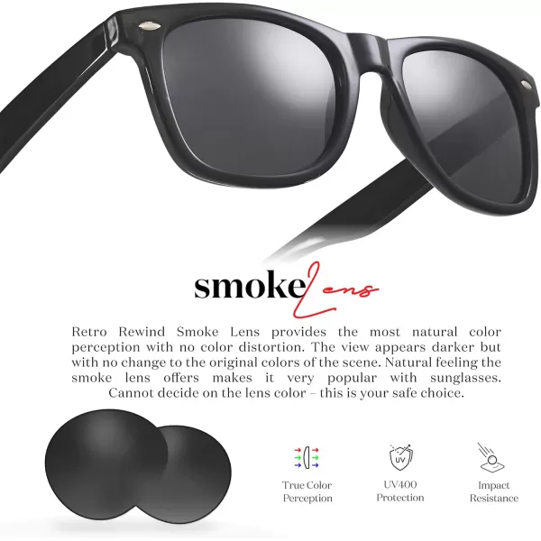 Retro Rewind Translucent Frame Colorful Neon 80s Mirrored Sunglasses for Men WomenTranslucent Black  Smoke