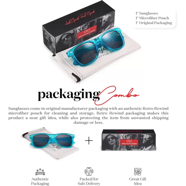 Retro Rewind Translucent Frame Colorful Neon 80s Mirrored Sunglasses for Men WomenTranslucent Electric Blue  Smoke