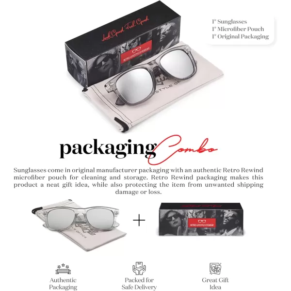 Retro Rewind Translucent Frame Colorful Neon 80s Mirrored Sunglasses for Men WomenTranslucent Gray  Silver Mirror Lens