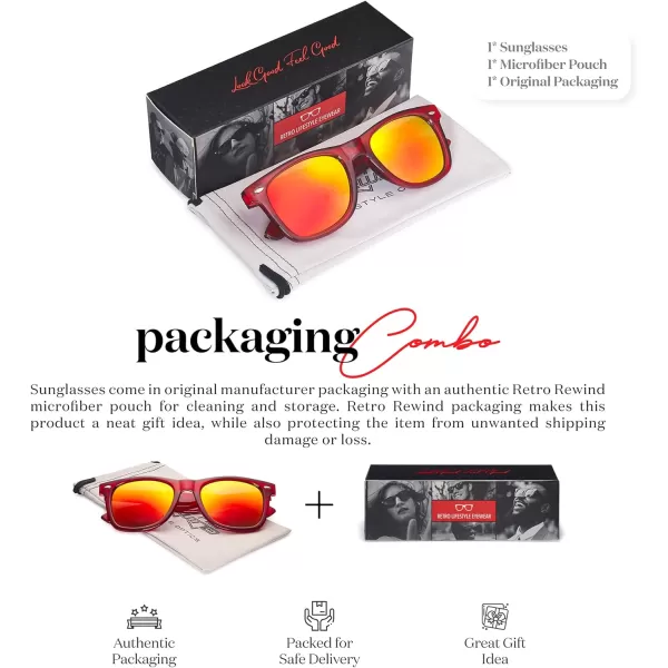 Retro Rewind Translucent Frame Colorful Neon 80s Mirrored Sunglasses for Men WomenTranslucent Red  Revo Red Mirror