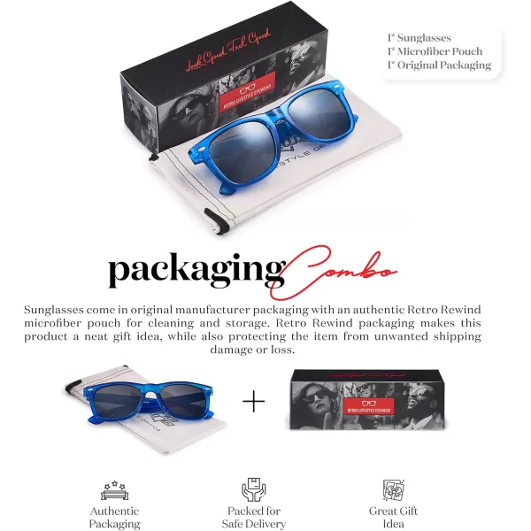 Retro Rewind Translucent Frame Colorful Neon 80s Mirrored Sunglasses for Men WomenTranslucent Royal Blue  Smoke