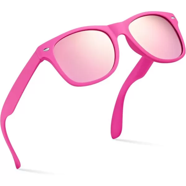 Retro Rewind Kids Sunglasses for Boys Girls Age 312  Shatterproof Rubberized Frame UV400 Toddler Children Sun GlassesHot Pink  Revo Pink