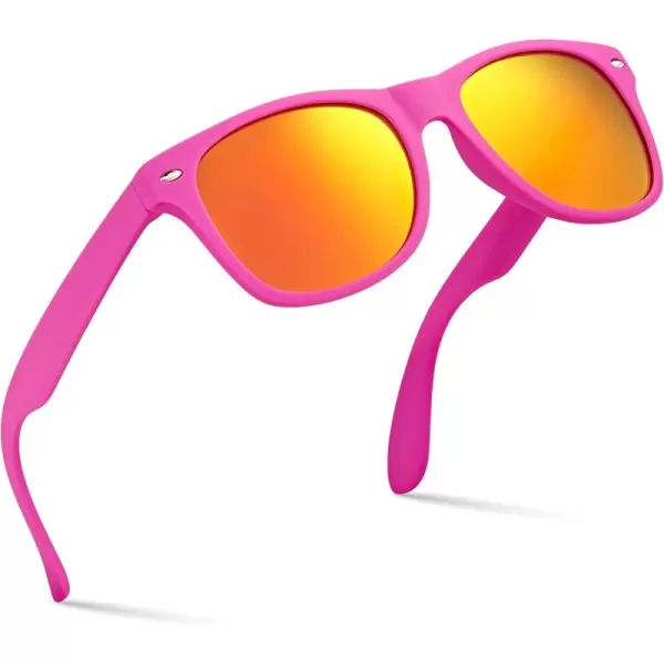 Retro Rewind Kids Sunglasses for Boys Girls Age 312  Shatterproof Rubberized Frame UV400 Toddler Children Sun GlassesHot Pink  Revo Red