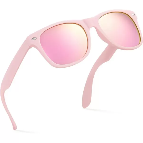 Retro Rewind Kids Sunglasses for Boys Girls Age 312  Shatterproof Rubberized Frame UV400 Toddler Children Sun GlassesLight Pink  Revo Rose Gold