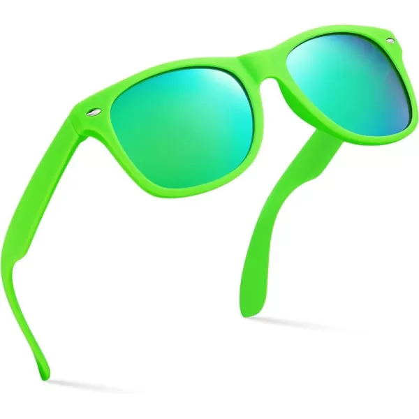 Retro Rewind Kids Sunglasses for Boys Girls Age 312  Shatterproof Rubberized Frame UV400 Toddler Children Sun GlassesNeon Green  Revo Green