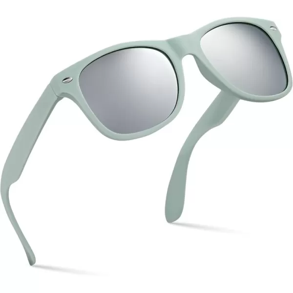 Retro Rewind Kids Sunglasses for Boys Girls Age 312  Shatterproof Rubberized Frame UV400 Toddler Children Sun GlassesOlive Gray  Silver Mirror