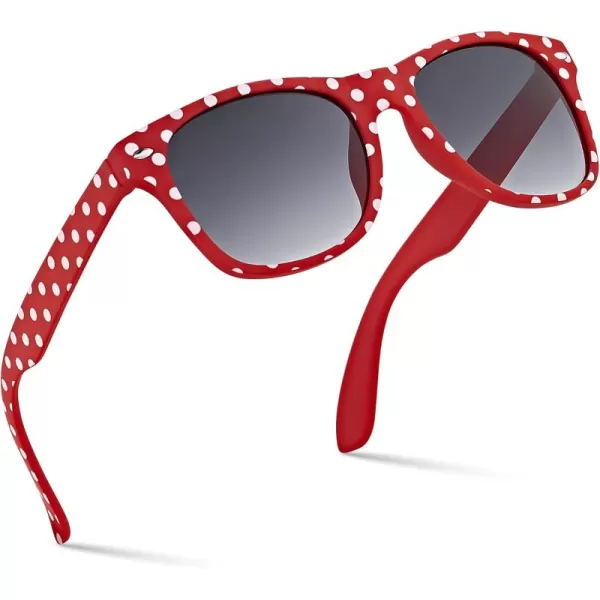 Retro Rewind Kids Sunglasses for Boys Girls Age 312  Shatterproof Rubberized Frame UV400 Toddler Children Sun GlassesRed Polka Dot