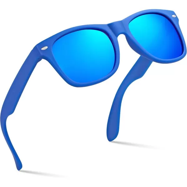 Retro Rewind Kids Sunglasses for Boys Girls Age 312  Shatterproof Rubberized Frame UV400 Toddler Children Sun GlassesRoyal Blue  Ice Blue