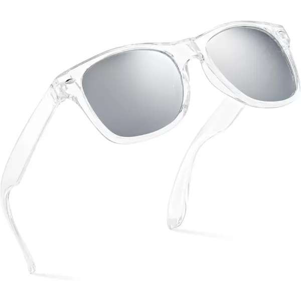 Retro Rewind Kids Sunglasses for Boys Girls Age 312  Shatterproof Rubberized Frame UV400 Toddler Children Sun GlassesShiny Clear  Silver Mirror