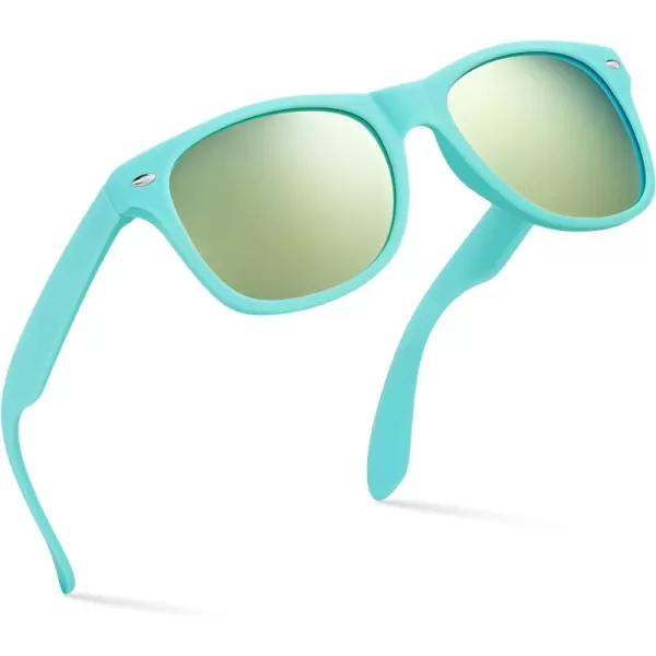Retro Rewind Kids Sunglasses for Boys Girls Age 312  Shatterproof Rubberized Frame UV400 Toddler Children Sun GlassesTurquoise  Revo Gold