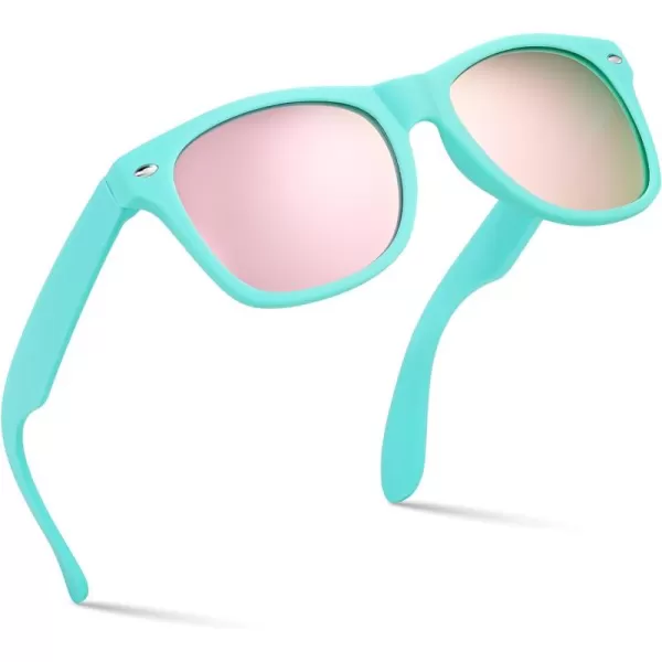 Retro Rewind Kids Sunglasses for Boys Girls Age 312  Shatterproof Rubberized Frame UV400 Toddler Children Sun GlassesTurquoise  Revo Rose Gold