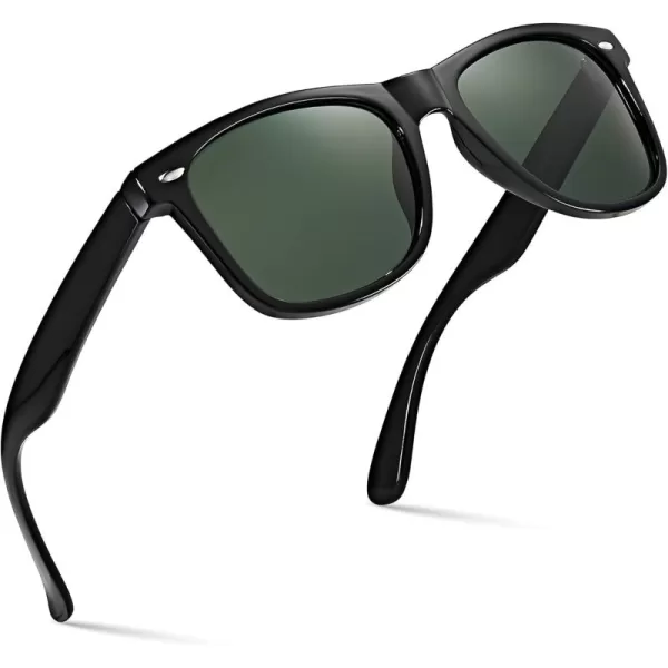 Retro Rewind Polarized Sunglasses for Men and Women  UV Protection Classic Sun GlassesGloss Black  Green