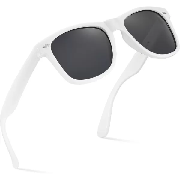 Retro Rewind Polarized Sunglasses for Men and Women  UV Protection Classic Sun GlassesGloss White  Smoke