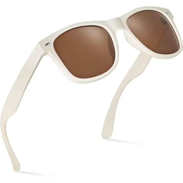 Retro Rewind Polarized Sunglasses for Men and Women  UV Protection Classic Sun GlassesMatte Beige  Brown