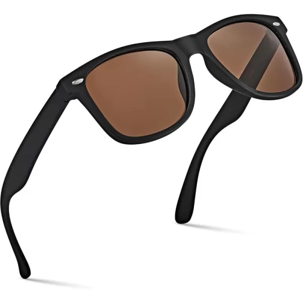 Retro Rewind Polarized Sunglasses for Men and Women  UV Protection Classic Sun GlassesMatte Black  Brown