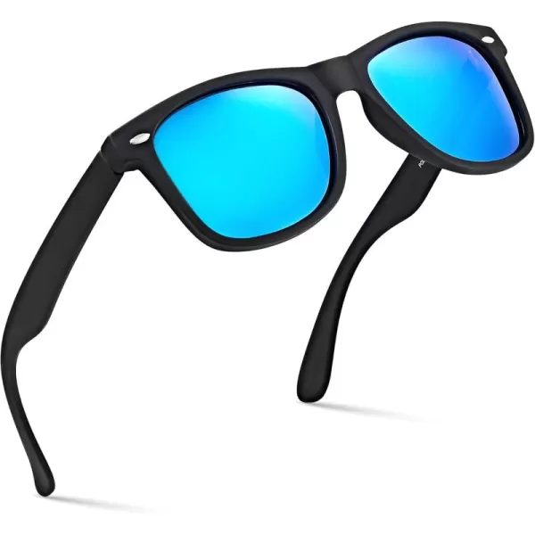 Retro Rewind Polarized Sunglasses for Men and Women  UV Protection Classic Sun GlassesMatte Black  Revo Ice Blue