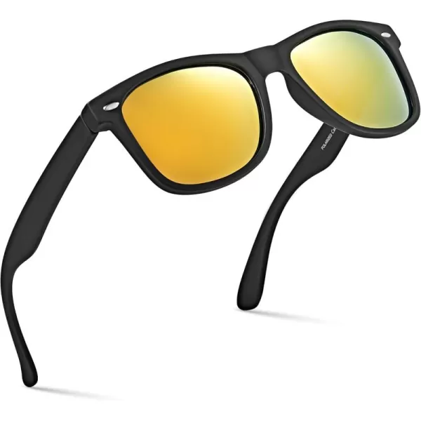 Retro Rewind Polarized Sunglasses for Men and Women  UV Protection Classic Sun GlassesMatte Black  Revo Yellow