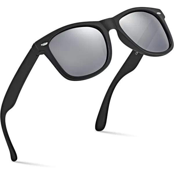Retro Rewind Polarized Sunglasses for Men and Women  UV Protection Classic Sun GlassesMatte Black  Silver Mirror