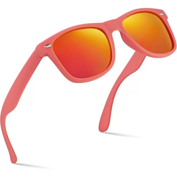 Retro Rewind Polarized Sunglasses for Men and Women  UV Protection Classic Sun GlassesMatte Coral  Revo Red