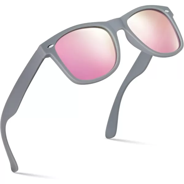 Retro Rewind Polarized Sunglasses for Men and Women  UV Protection Classic Sun GlassesMatte Gray  Revo Pink