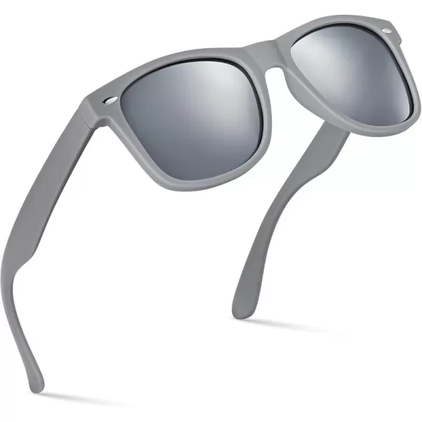 Retro Rewind Polarized Sunglasses for Men and Women  UV Protection Classic Sun GlassesMatte Gray  Silver Mirror