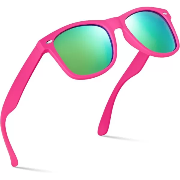 Retro Rewind Polarized Sunglasses for Men and Women  UV Protection Classic Sun GlassesMatte Hot Pink  Revo Green