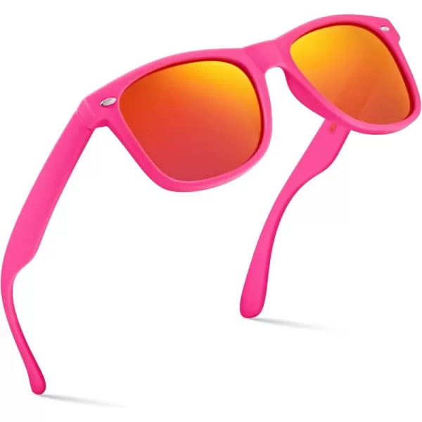 Retro Rewind Polarized Sunglasses for Men and Women  UV Protection Classic Sun GlassesMatte Hot Pink  Revo Red