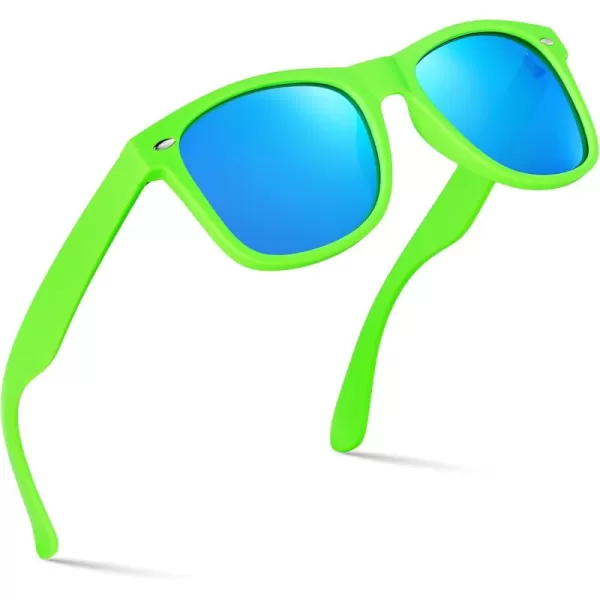 Retro Rewind Polarized Sunglasses for Men and Women  UV Protection Classic Sun GlassesMatte Lime Green  Revo Ice Blue