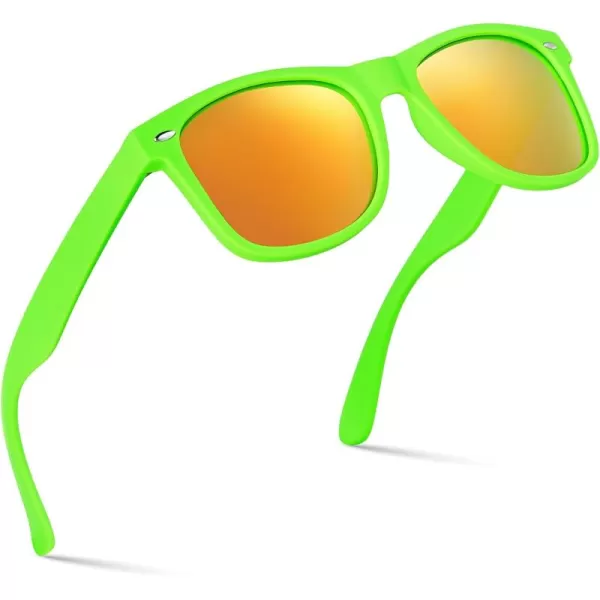 Retro Rewind Polarized Sunglasses for Men and Women  UV Protection Classic Sun GlassesMatte Lime Green  Revo Orange