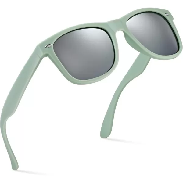 Retro Rewind Polarized Sunglasses for Men and Women  UV Protection Classic Sun GlassesMatte Olive Gray  Silver Mirror