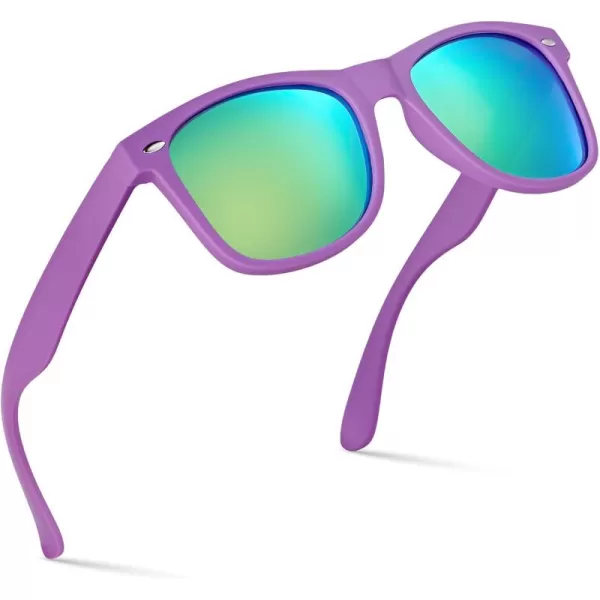 Retro Rewind Polarized Sunglasses for Men and Women  UV Protection Classic Sun GlassesMatte Purple  Revo Green
