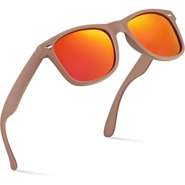 Retro Rewind Polarized Sunglasses for Men and Women  UV Protection Classic Sun GlassesMatte Taupe  Revo Red