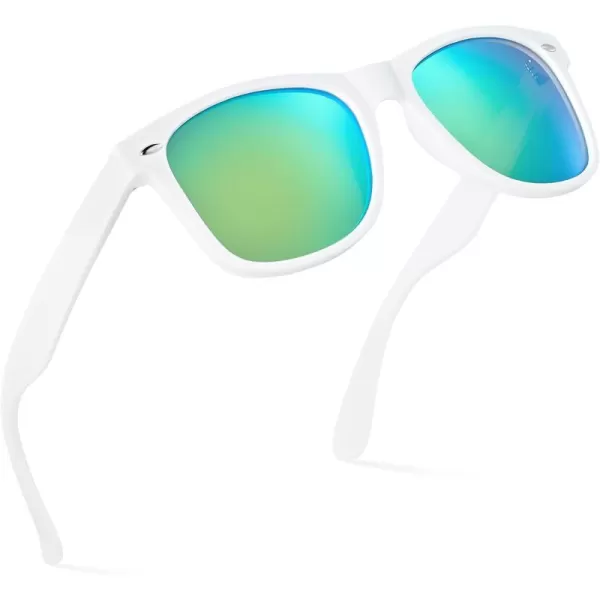 Retro Rewind Polarized Sunglasses for Men and Women  UV Protection Classic Sun GlassesMatte White  Revo Green