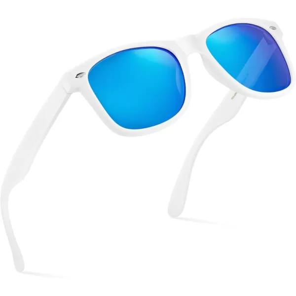 Retro Rewind Polarized Sunglasses for Men and Women  UV Protection Classic Sun GlassesMatte White  Revo Ice Blue