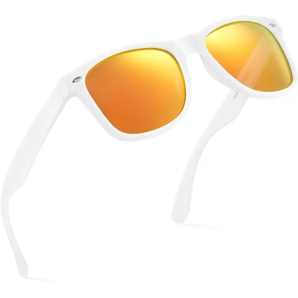 Retro Rewind Polarized Sunglasses for Men and Women  UV Protection Classic Sun GlassesMatte White  Revo Orange