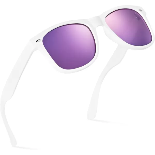 Retro Rewind Polarized Sunglasses for Men and Women  UV Protection Classic Sun GlassesMatte White  Revo Purple