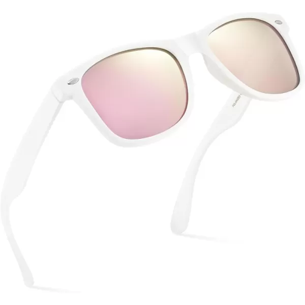 Retro Rewind Polarized Sunglasses for Men and Women  UV Protection Classic Sun GlassesMatte White  Revo Rose Gold