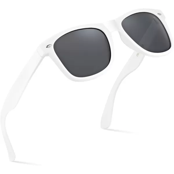 Retro Rewind Polarized Sunglasses for Men and Women  UV Protection Classic Sun GlassesMatte White  Smoke