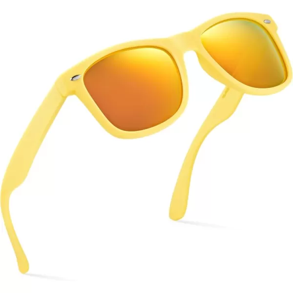 Retro Rewind Polarized Sunglasses for Men and Women  UV Protection Classic Sun GlassesMatte Yellow  Revo Orange