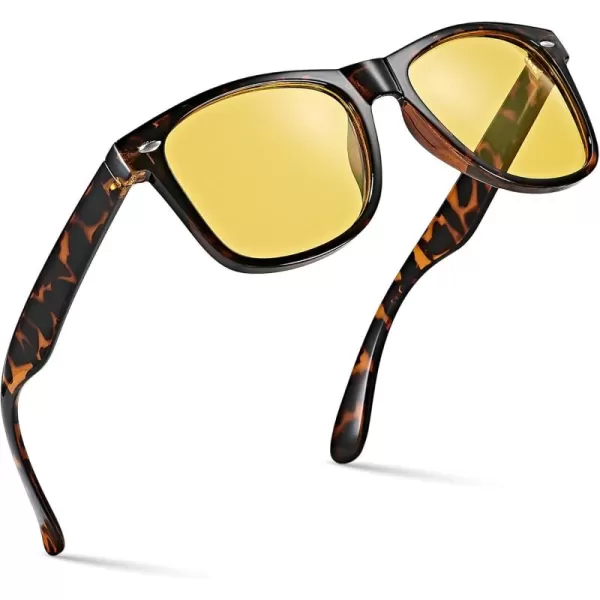 Retro Rewind Polarized Sunglasses for Men and Women  UV Protection Classic Sun GlassesShiny Tortoise  Yellow Night Driving