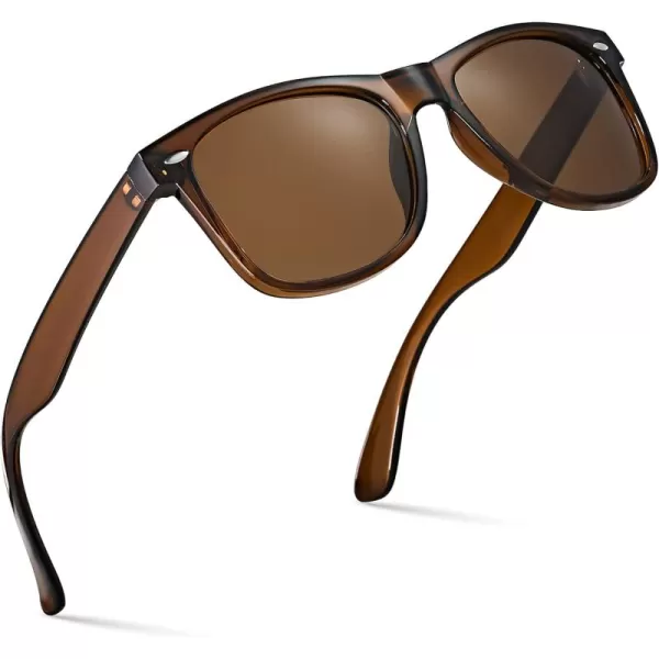 Retro Rewind Polarized Sunglasses for Men and Women  UV Protection Classic Sun GlassesTransparent Brown  Brown