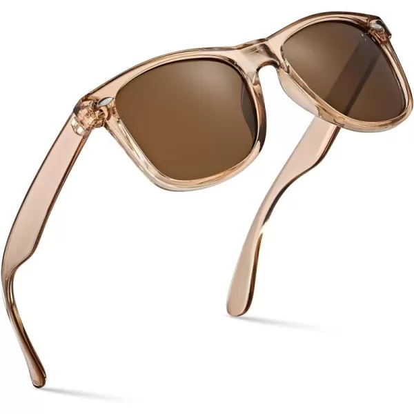 Retro Rewind Polarized Sunglasses for Men and Women  UV Protection Classic Sun GlassesTransparent Champaign  Brown
