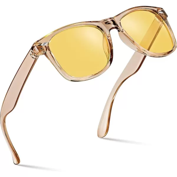 Retro Rewind Polarized Sunglasses for Men and Women  UV Protection Classic Sun GlassesTransparent Champaign  Yellow Night Driving