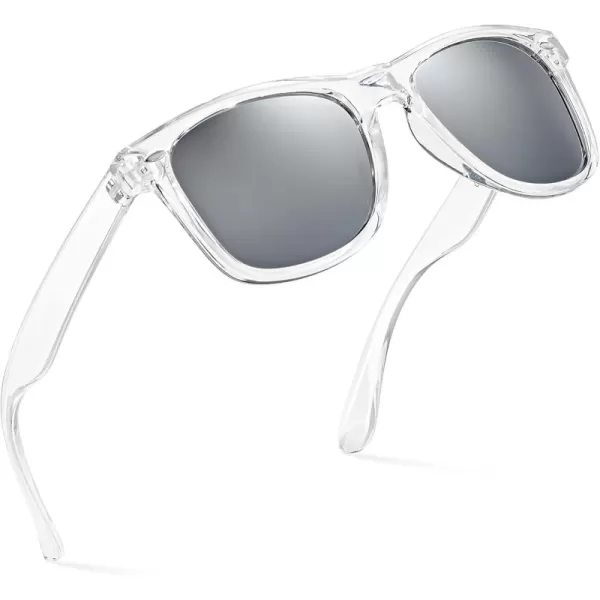 Retro Rewind Polarized Sunglasses for Men and Women  UV Protection Classic Sun GlassesTransparent  Silver Mirror