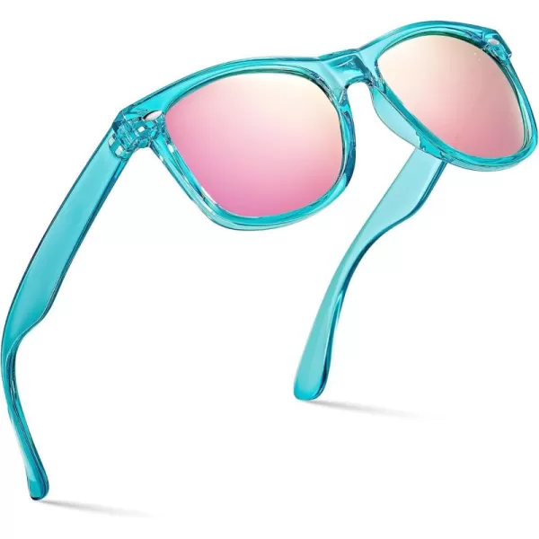 Retro Rewind Polarized Sunglasses for Men and Women  UV Protection Classic Sun GlassesTransparent Turquoise  Revo Pink
