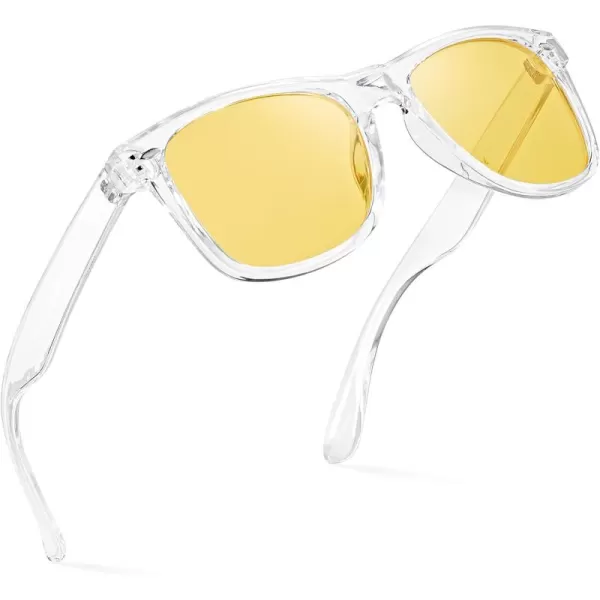Retro Rewind Polarized Sunglasses for Men and Women  UV Protection Classic Sun GlassesTransparent  Yellow Night Driving