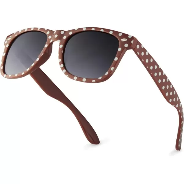 Retro Rewind Polka Dot Vintage Fashion Sunglasses for Women UV400Brown Caramel